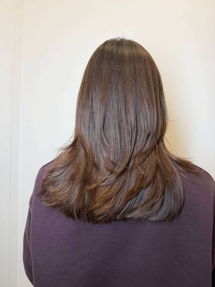 Long layered women's haircut